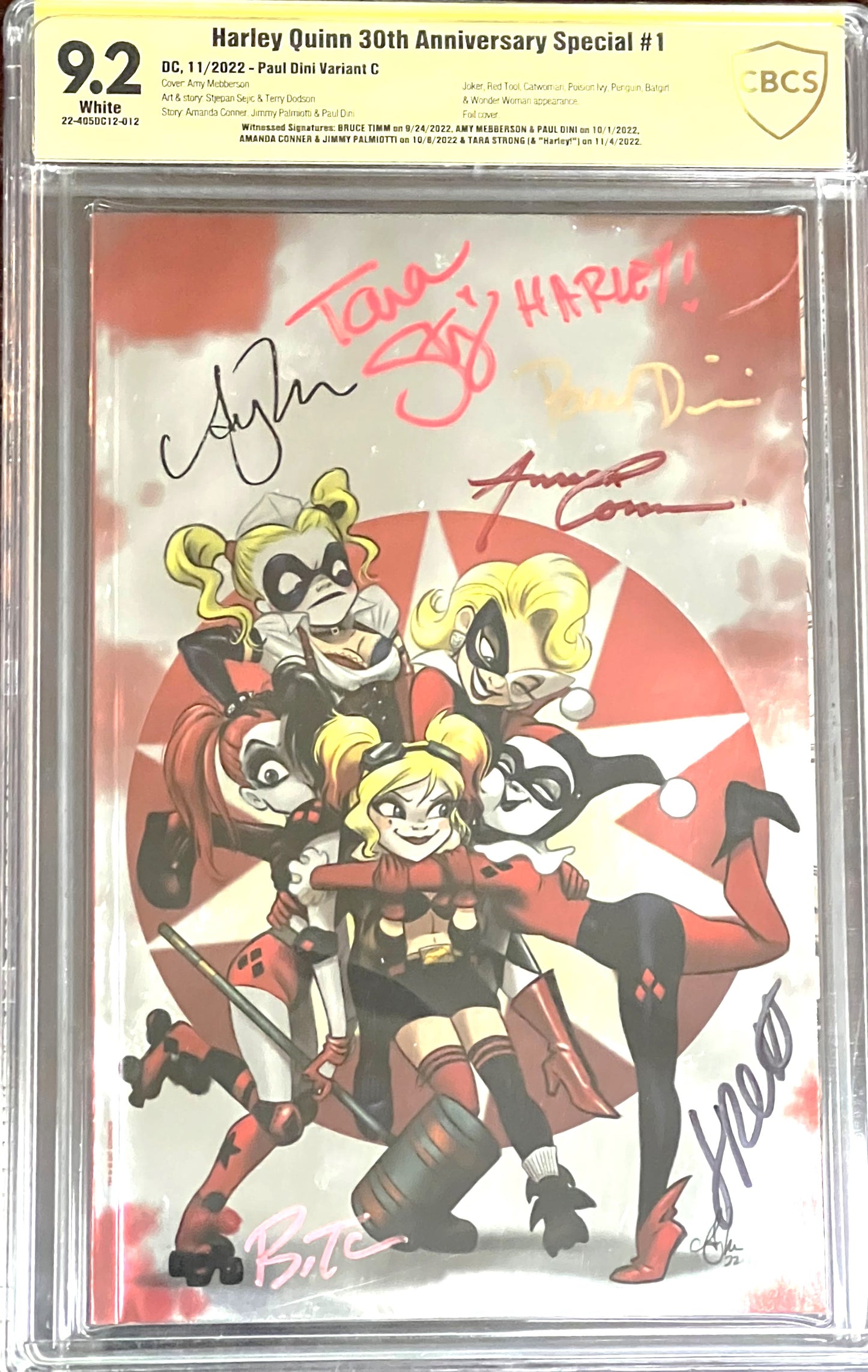 Harley Quinn 30th Anniversary Special #1. Paul Dini Variant. Foil Cover. CBCS 9.2. Multi-signed.